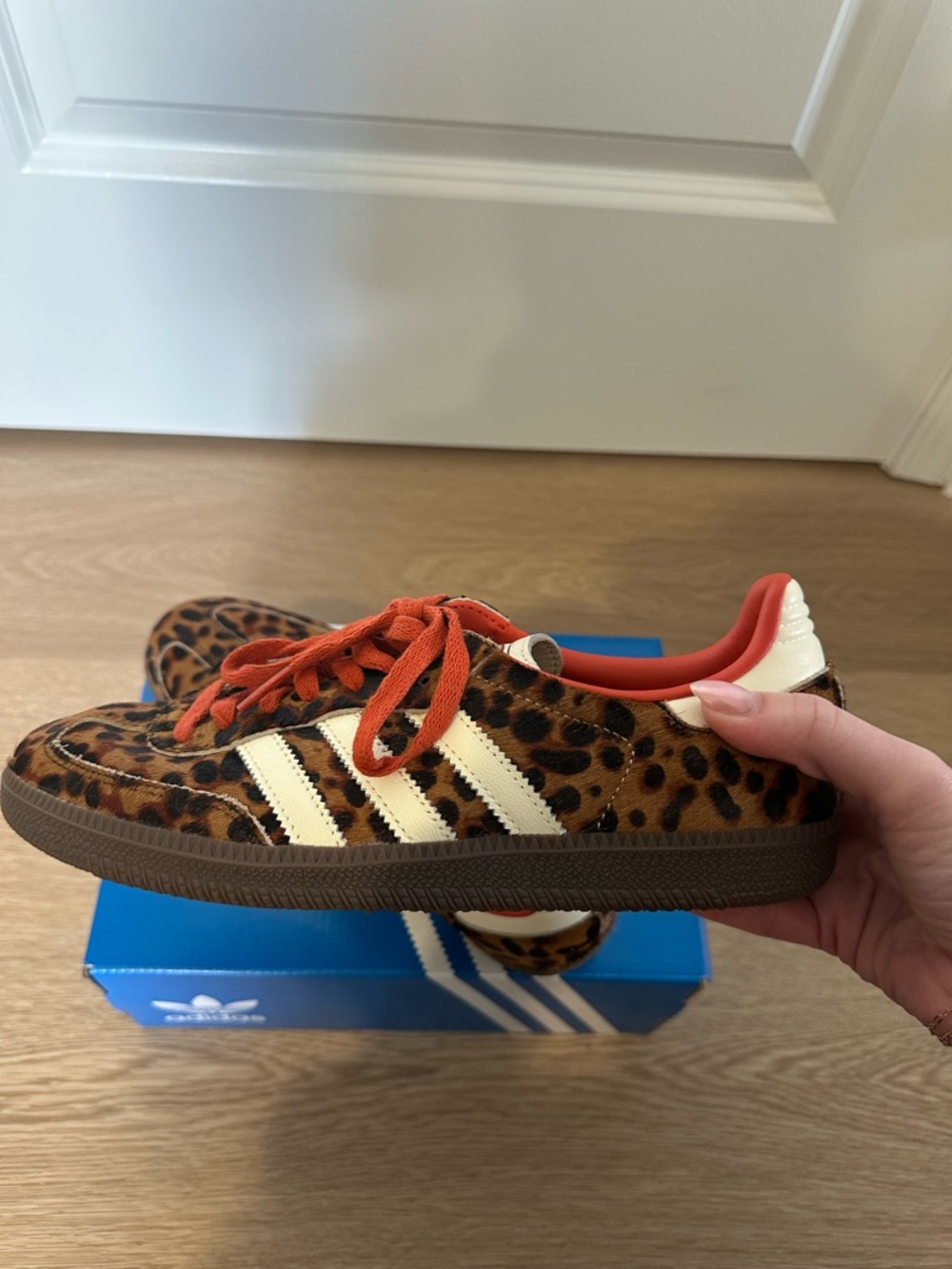 Adidas Women’s Samba OG in Leopard with Red Laces - Picture 3 of 6